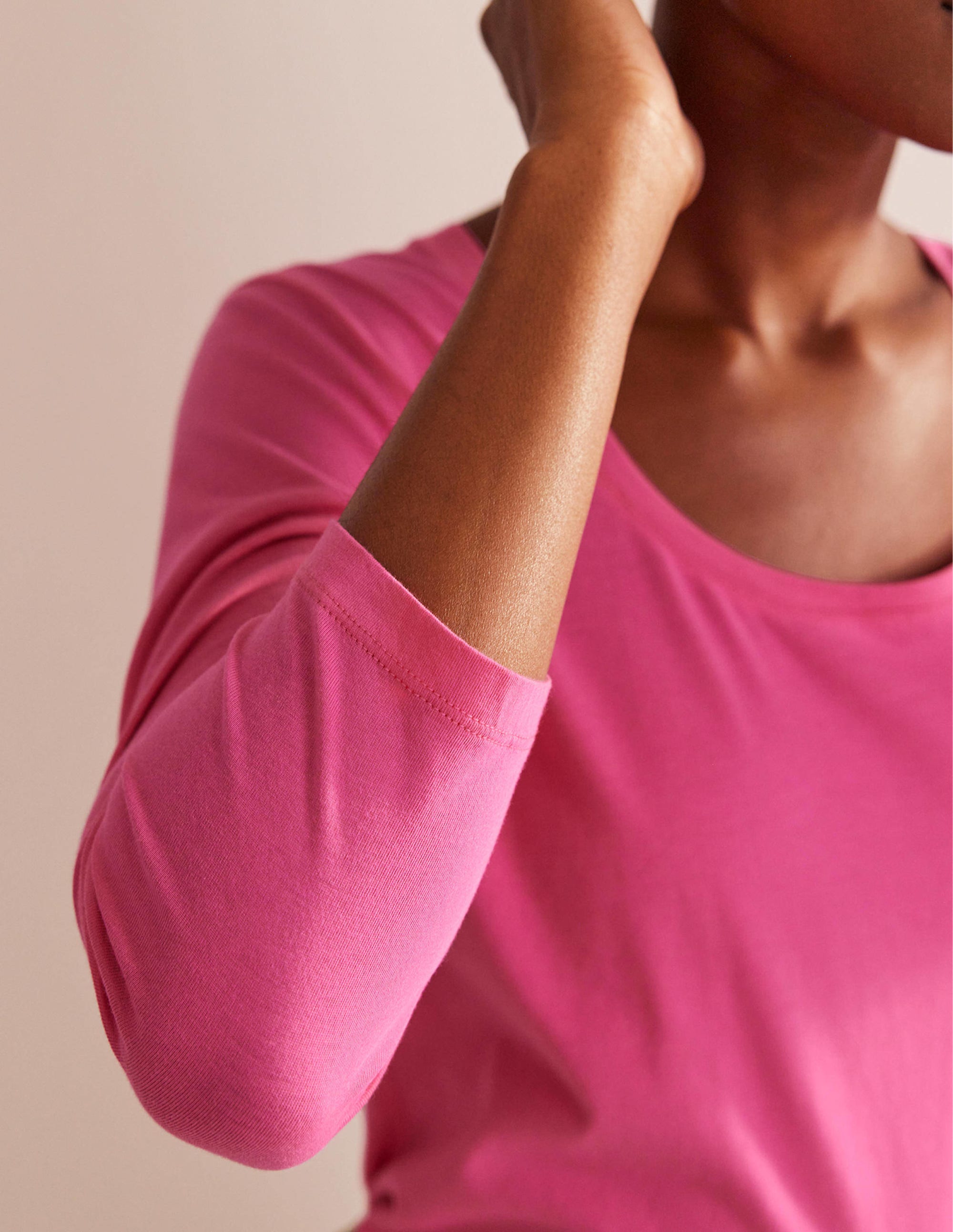  3/4 Sleeve Scoop Neck Top-Pink、mySite、ashleygrahame