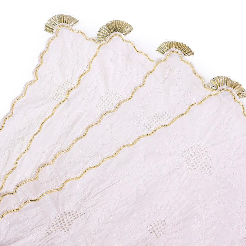 Cotton Table Mat Set | Placemats | White & Gold | Set of 4、mySite、camillekostekn