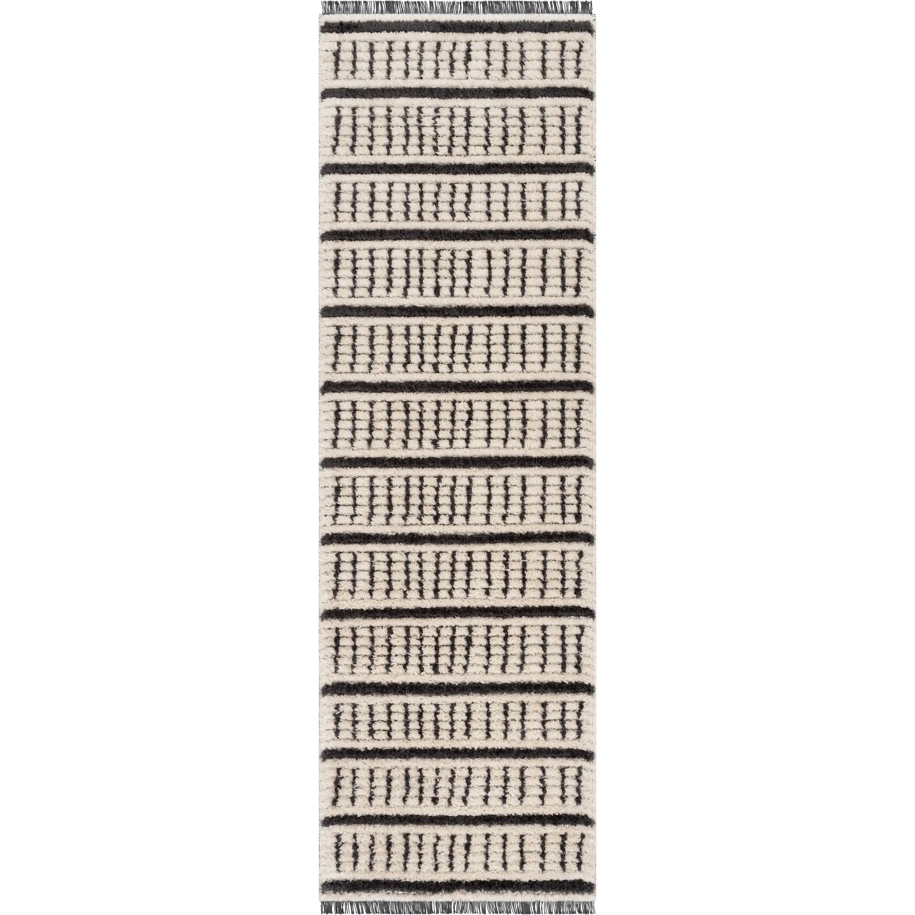Viho Tribal Geometric Stripes Ivory High-Low Textured Pile Rug、mySite、gigharbornorthrealestate