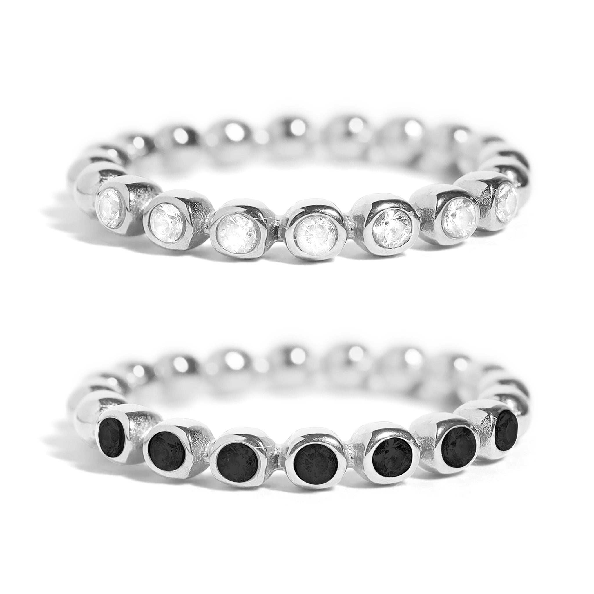 Stainless Steel Beaded CZ Stacking Ring / CSR0006、mySite、dreamappss