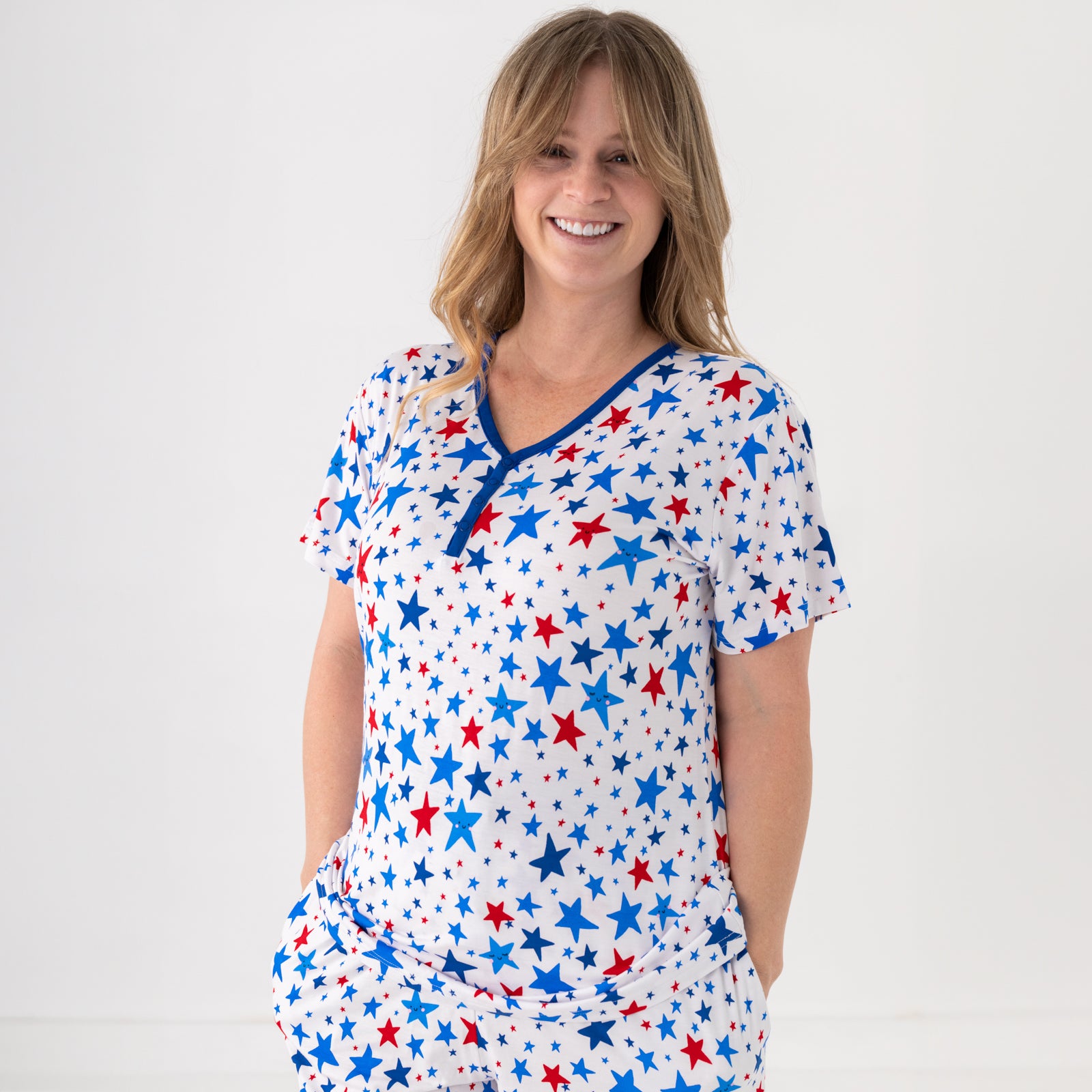  Bright Stars Women's Short Sleeve Pajama Top、mySite、layawaytickets