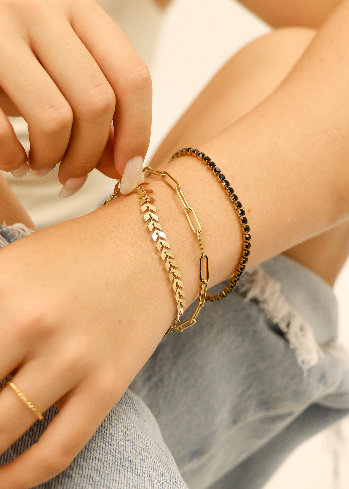18K Gold PVD Stainless Steel Paperclip Chain Bracelet / BRJ9083、mySite、dreamappss