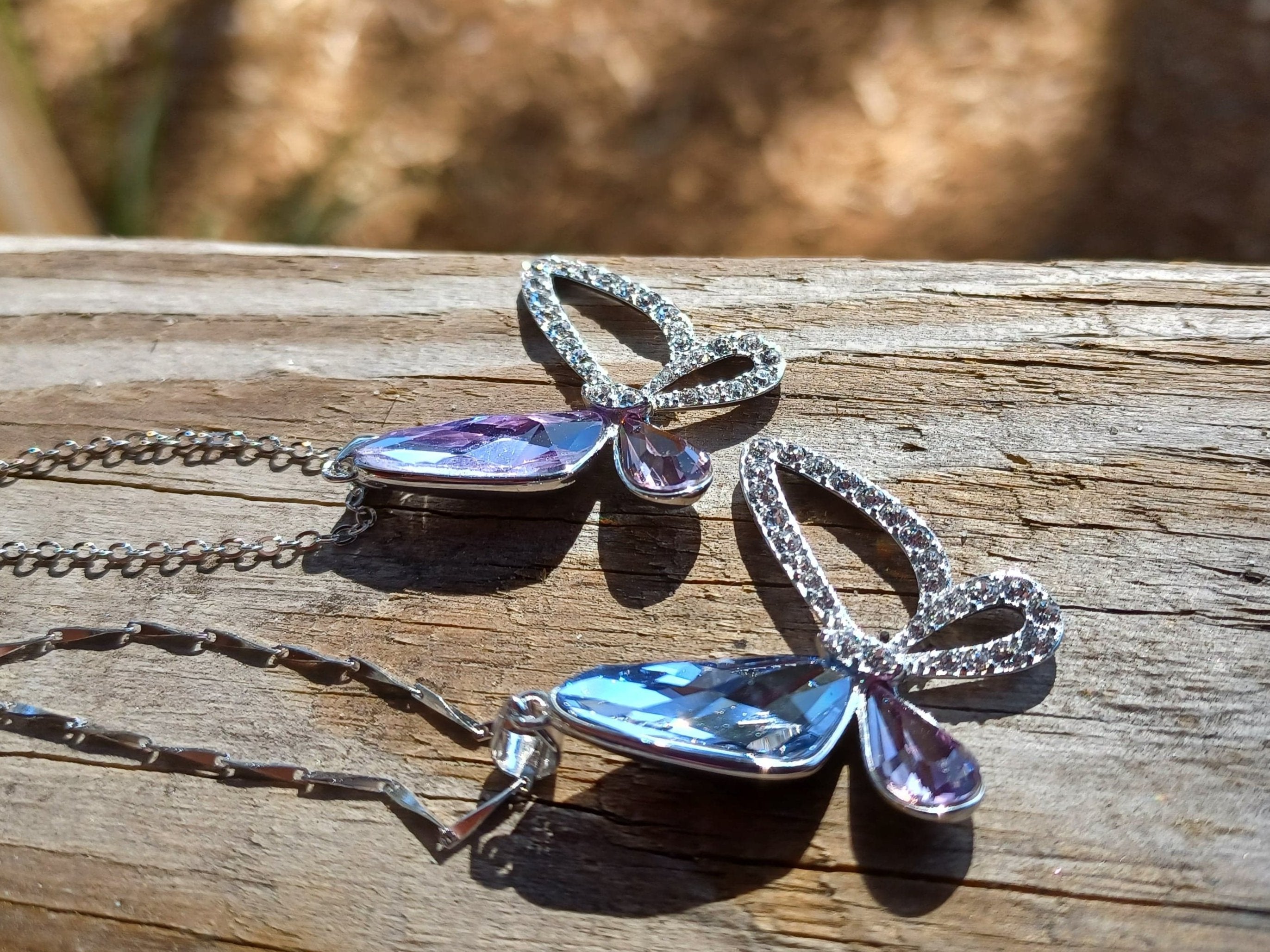 Butterfly Necklace & Charm Asymmetric Sterling Silver with Swarovski Crystal, Gorgeous!、mySite、g9winljtr