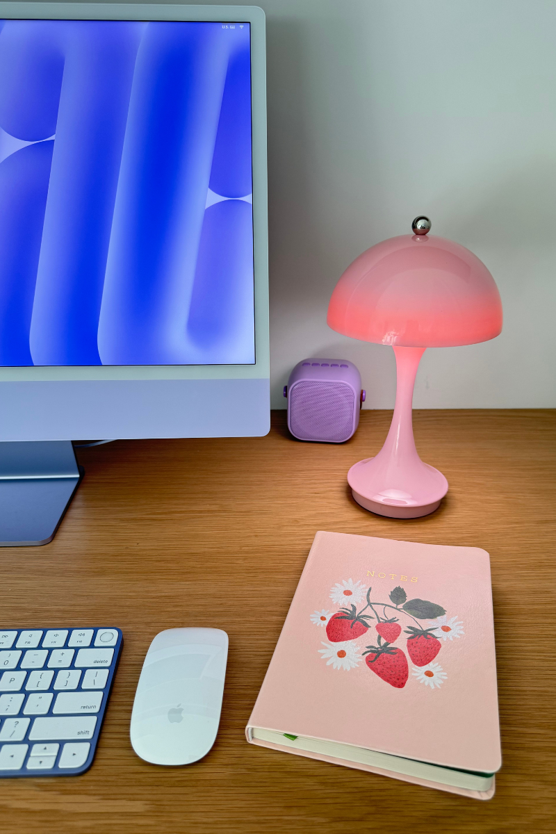 Pink Mushroom Shape LED Portable Cordless Table Lamp、mySite、hinf8tx79