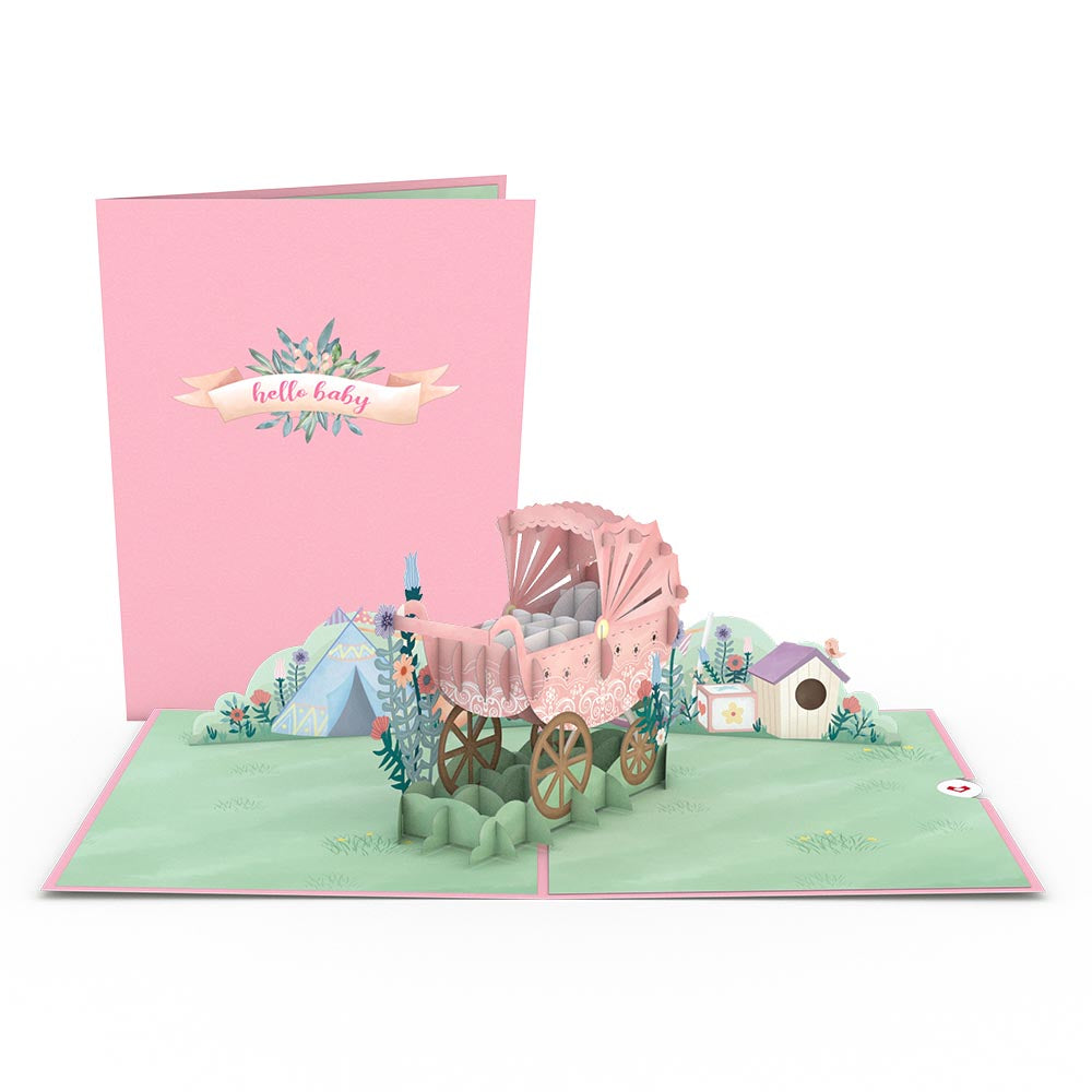 Pink Baby Carriage Pop-Up Card、mySite、solidvoid