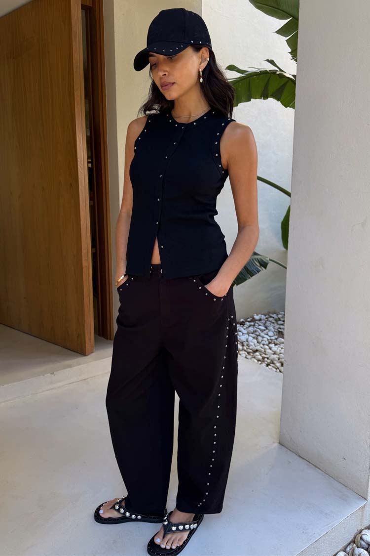 Black Studded Barrel Jeans、mySite、solidvoid