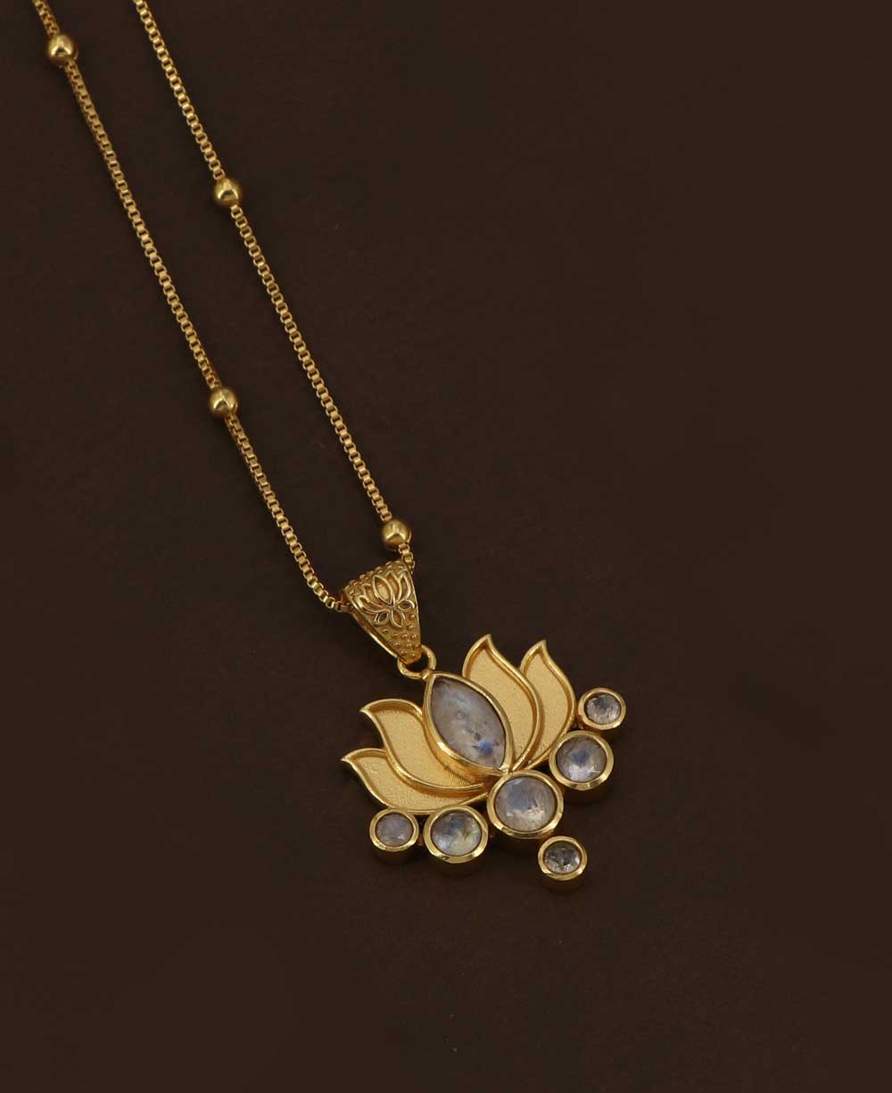 Rainbow Moonstone Gold Plated Lotus Necklace、mySite、topwebapps