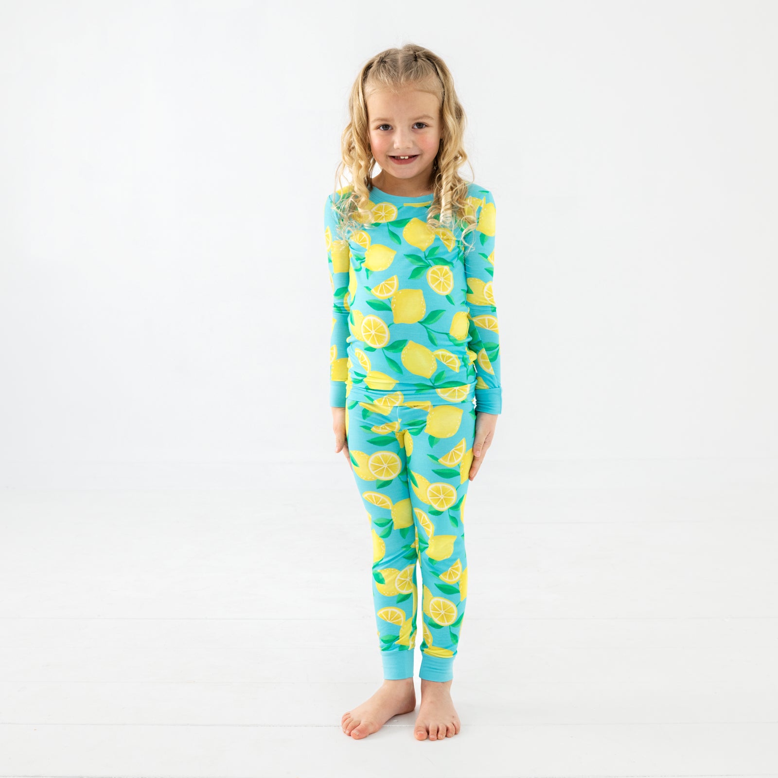 Blue Sunny Citrus Two-Piece Pajama Set、mySite、g9winljtr