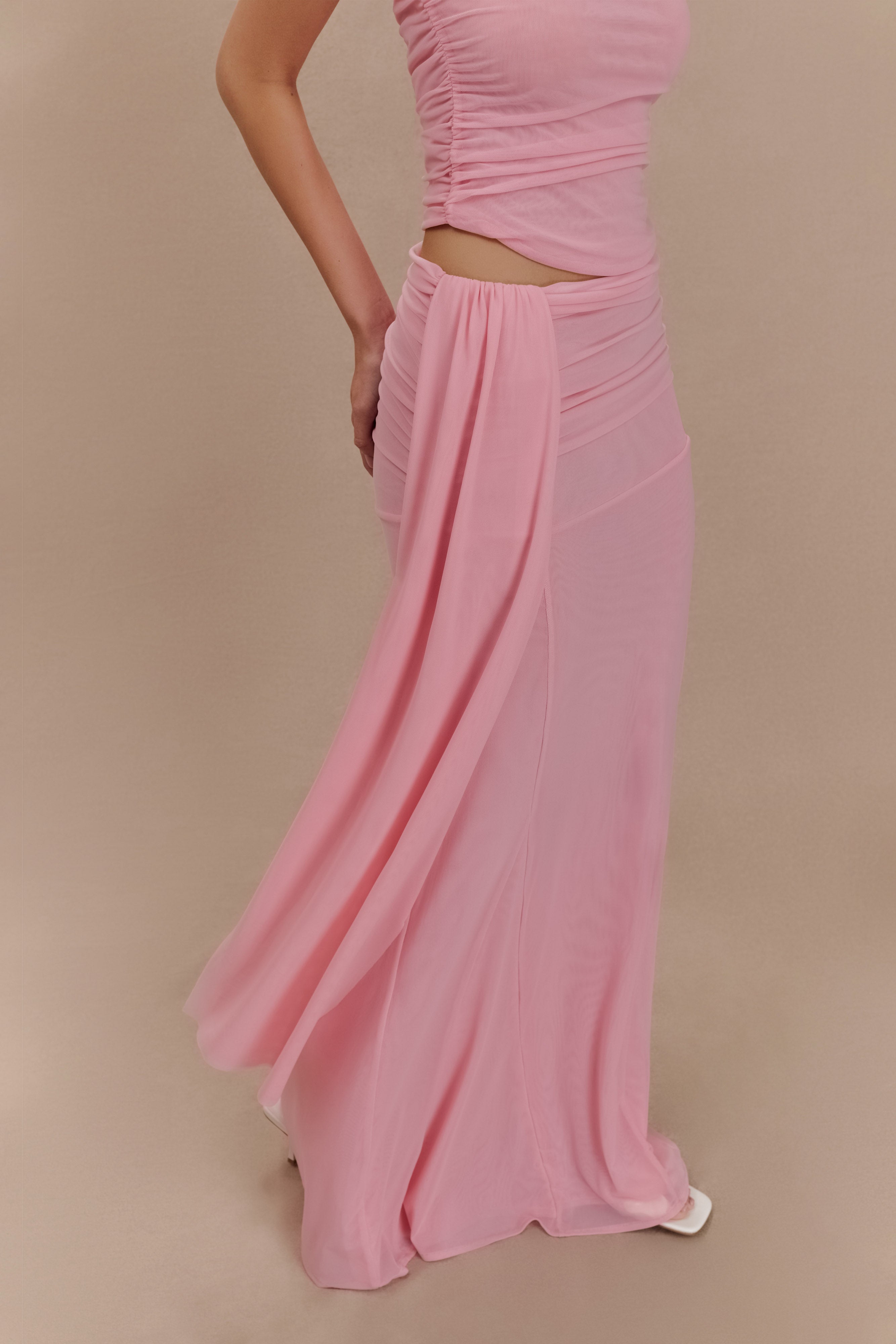 Arna Mesh Maxi Skirt - Candy Pink、mySite、solidvoid