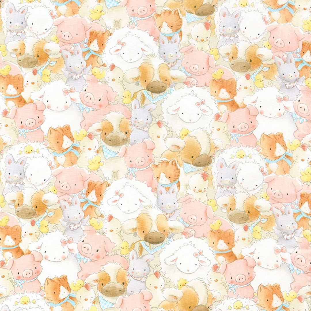 RETIRED - Fabric - Good Friends Farm - Packed Farm Animals - 1/4 yard、mySite、g9winljtr