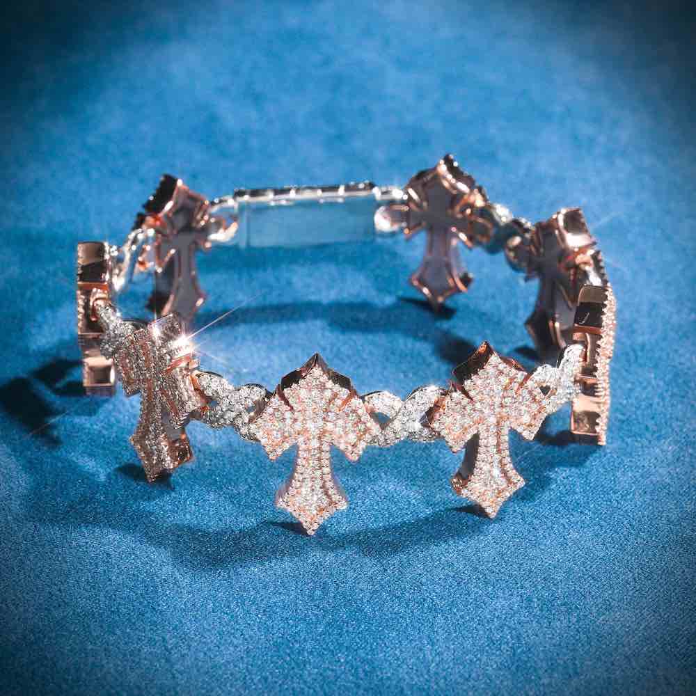 16MM Iced Out Cross Bracelet 14K Gold、mySite、hinf8tx79