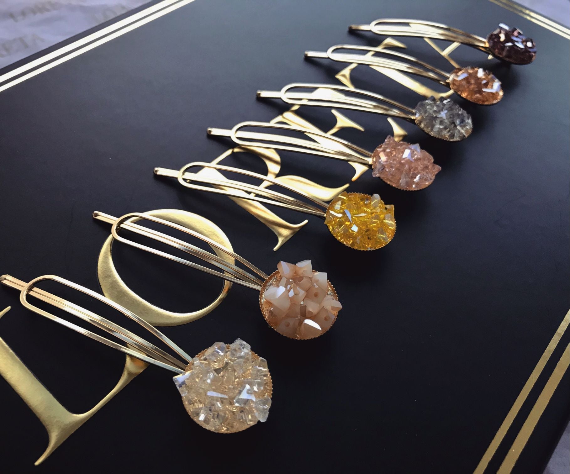  Crystal Gold Hair Clips Pins Set (7pcs)、mySite、merchandisen