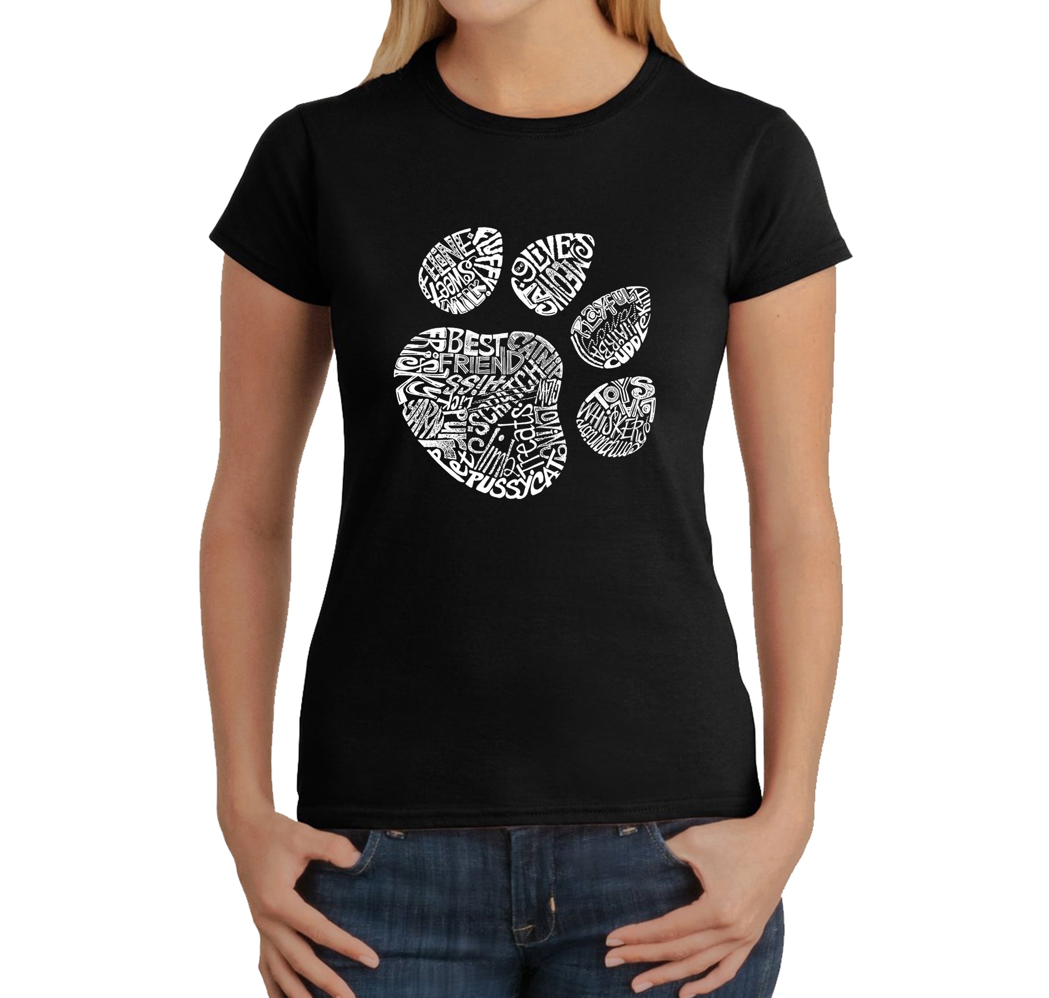 Cat Paw - Women's Word Art T-Shirt、mySite、camillekostekn
