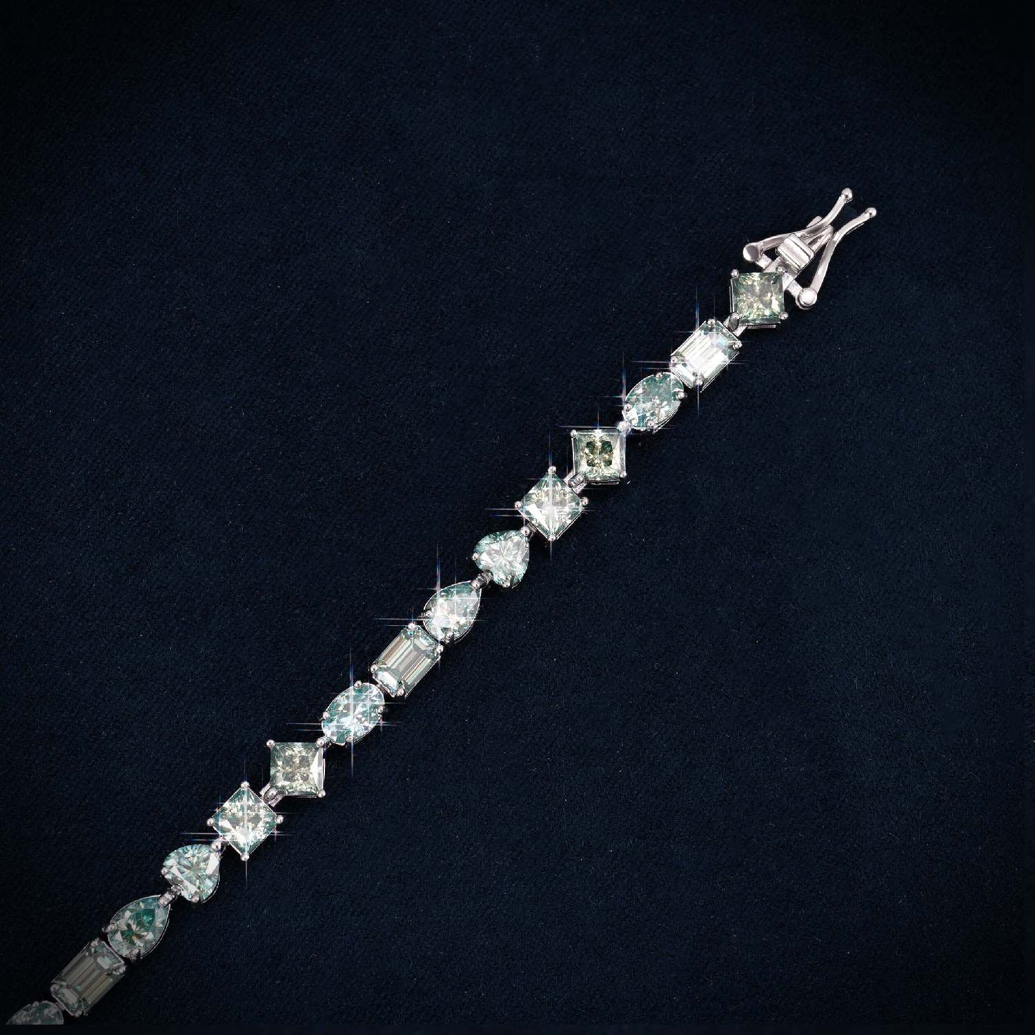 4MM Multi-Shape Moissanite Tennis Bracelet 14K Gold、mySite、hinf8tx79