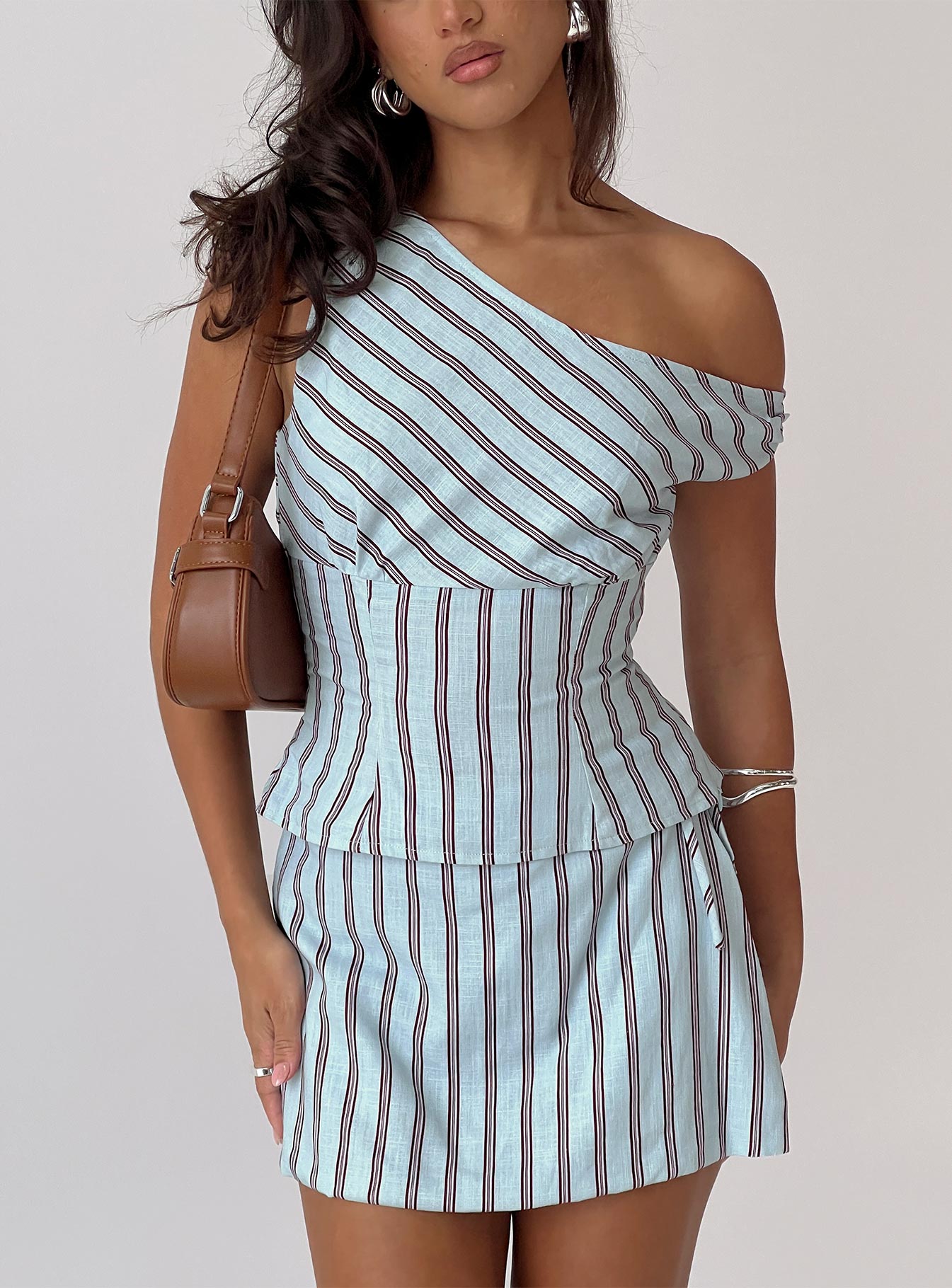 Del Rio Off The Shoulder Top Blue / Maroon、mySite、solidvoid