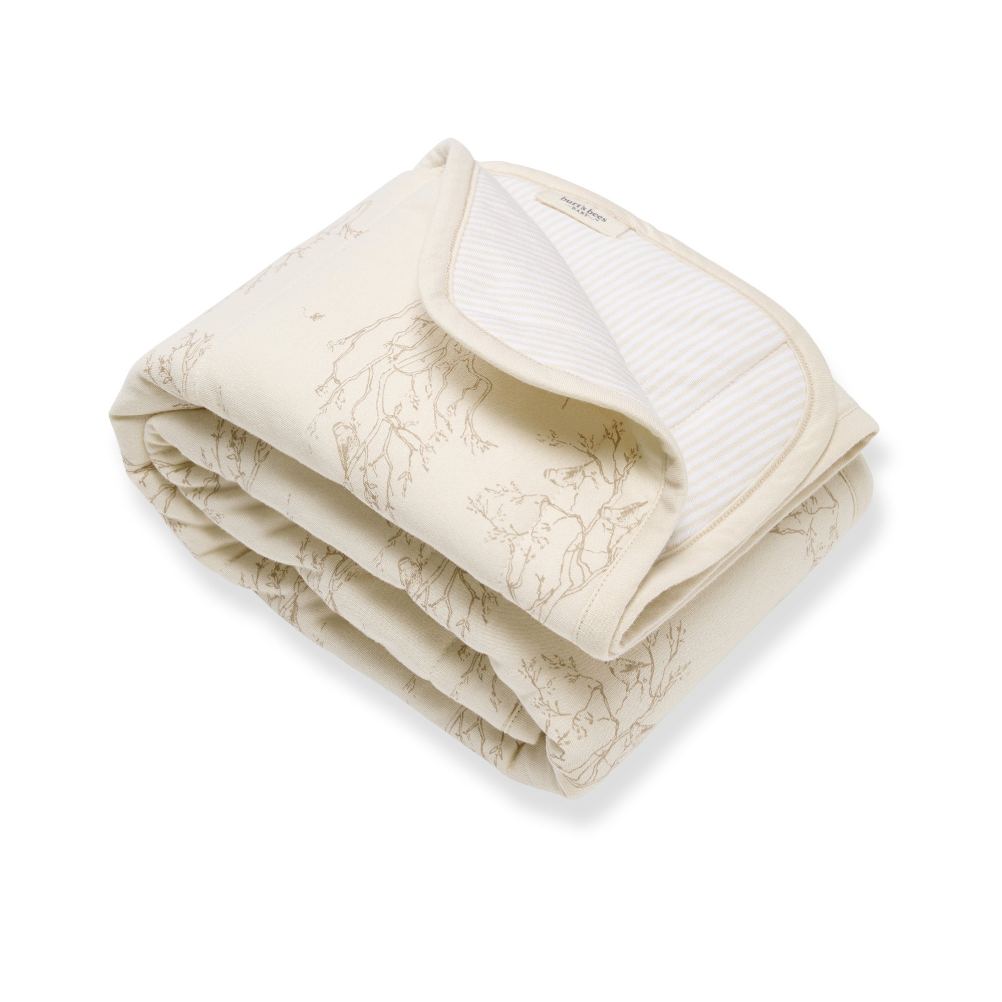 Swaying Branches Organic Cotton Reversible Baby Blanket - Oat、mySite、g9winljtr