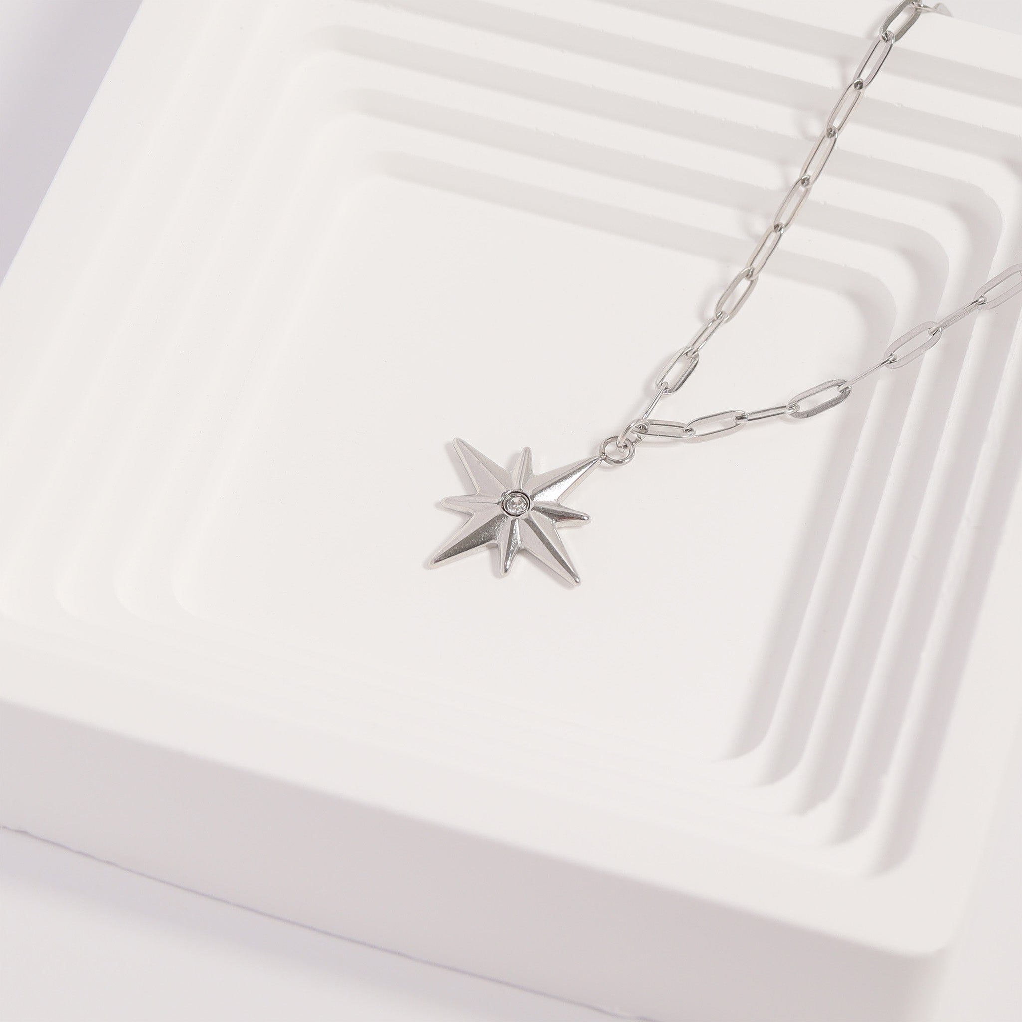 18K Gold PVD Stainless Steel CZ Compass Star Charm / PDL0205、mySite、dreamappss