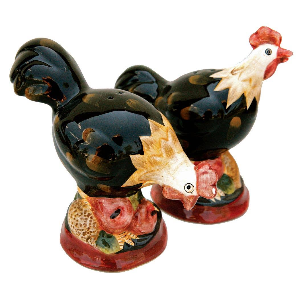 Colorful Rooster & Hen Chicken Salt & Pepper Set *、mySite、g9winljtr
