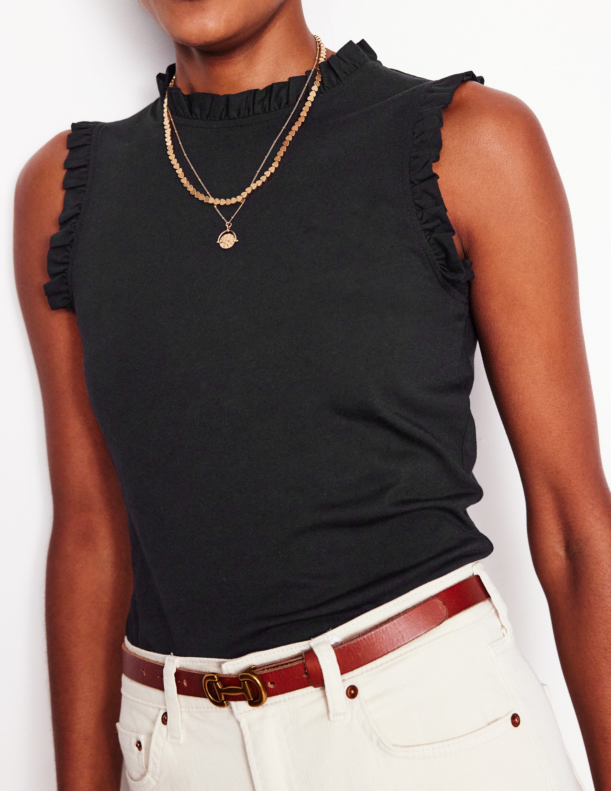  Supersoft Frill Detail Vest-Black、mySite、ashleygrahame