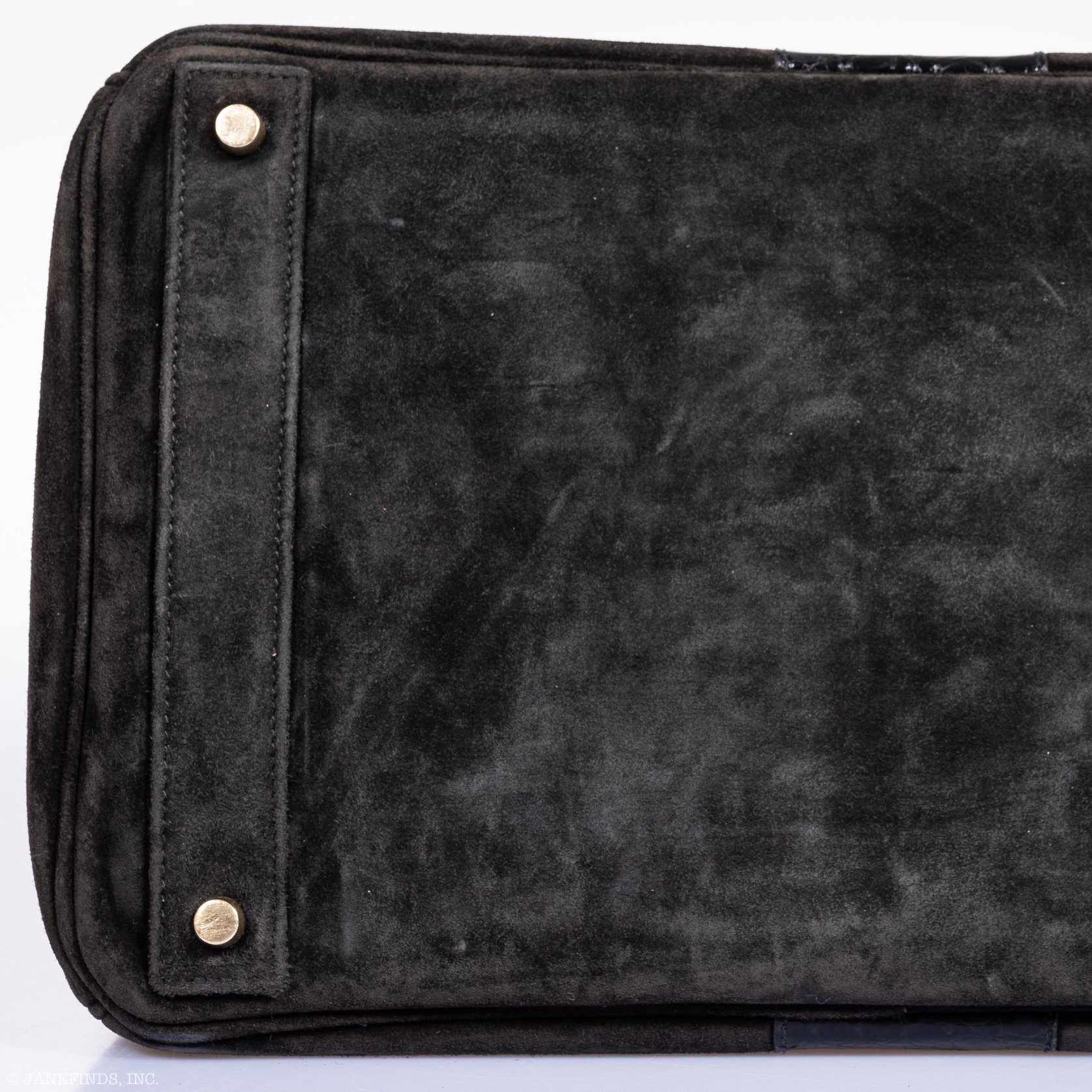 Hermès Birkin 40 HAC Black Doblis Suede and Crocodile Gold Hardware、mySite、garminoutage.com