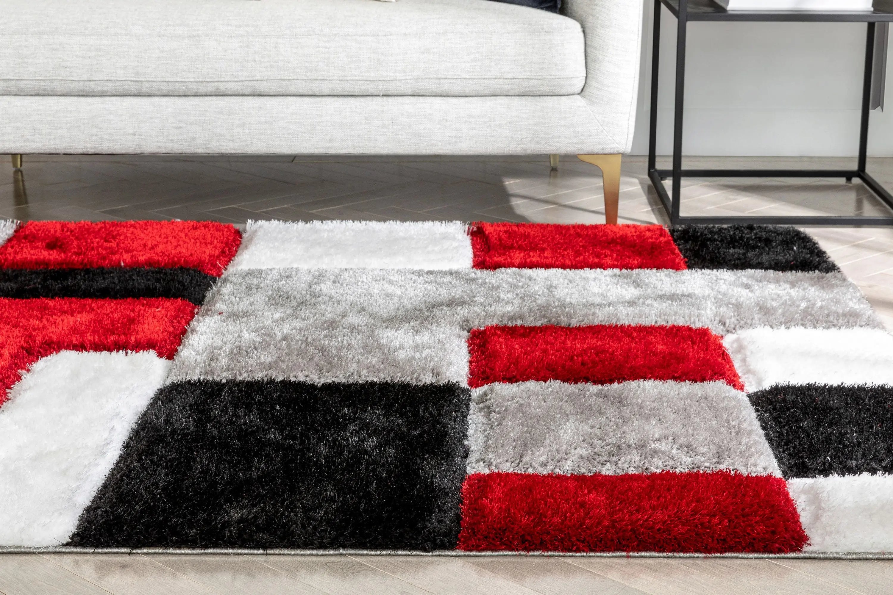 Escondido Red Modern Geometric 3D Textured Shag Rug、mySite、gigharbornorthrealestate