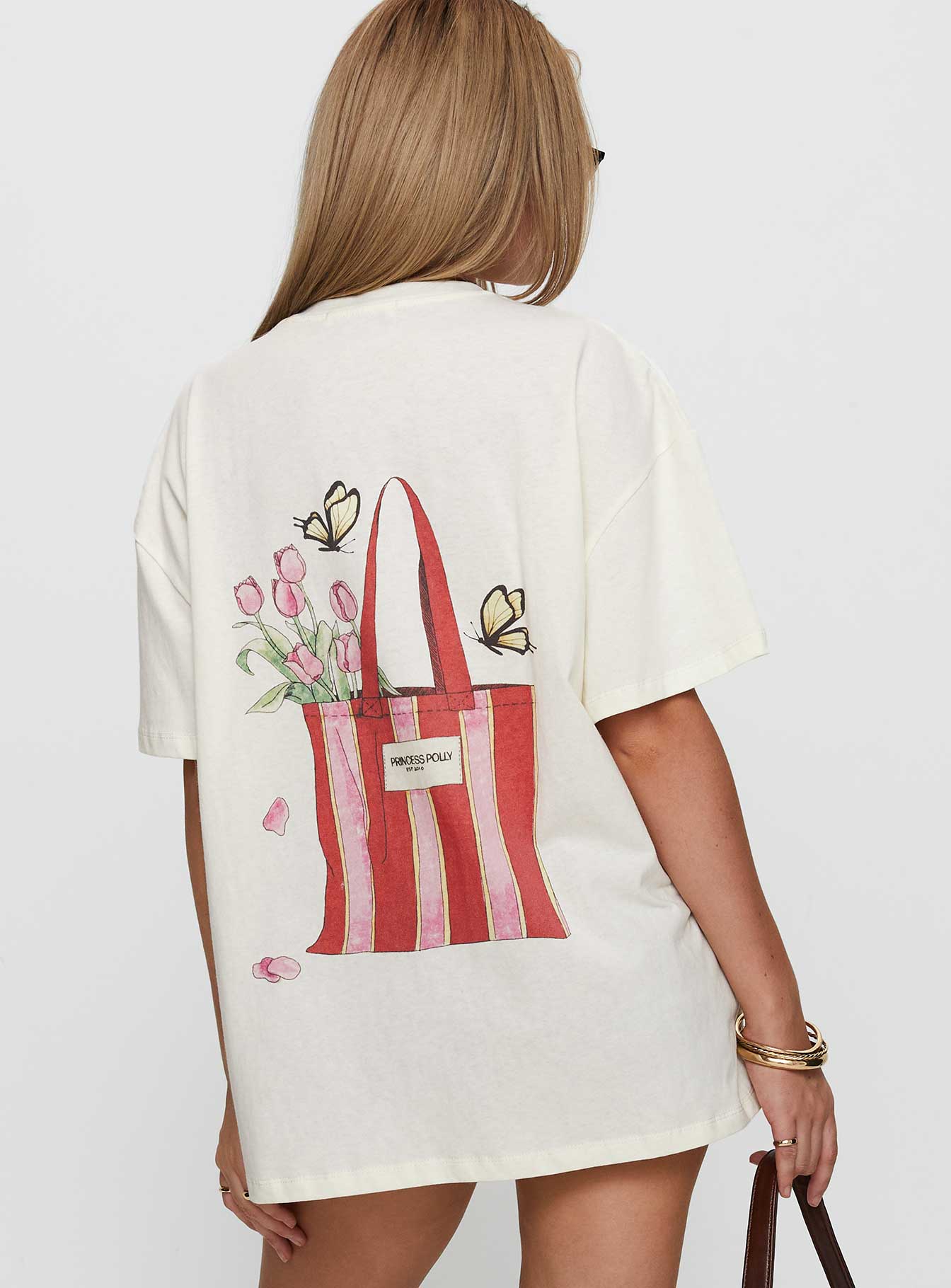 Princess Polly x Butterfly Foundation Charity Merch Oversized Tee Cream、mySite、solidvoid