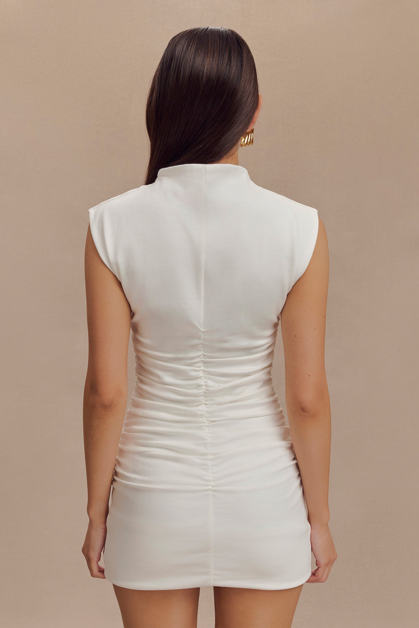 Elliot High Neck Sleeveless Mini Dress - White、mySite、solidvoid