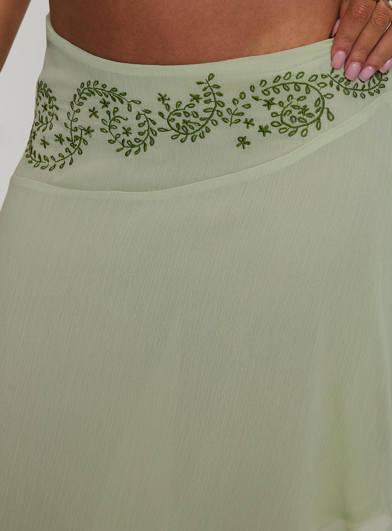 Pappilion Asymmetrical Midi Skirt Sage Petite、mySite、solidvoid