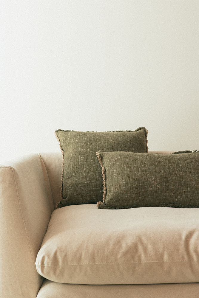 Handloom Square Cushion Kaki、mySite、gigharbornorthrealestate