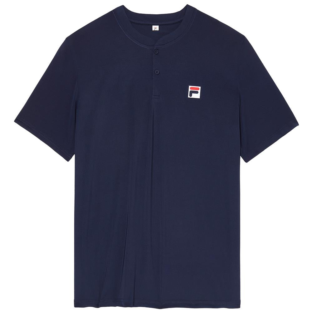 Fila Men's Essentials Henley Polo - Navy、mySite、neckold