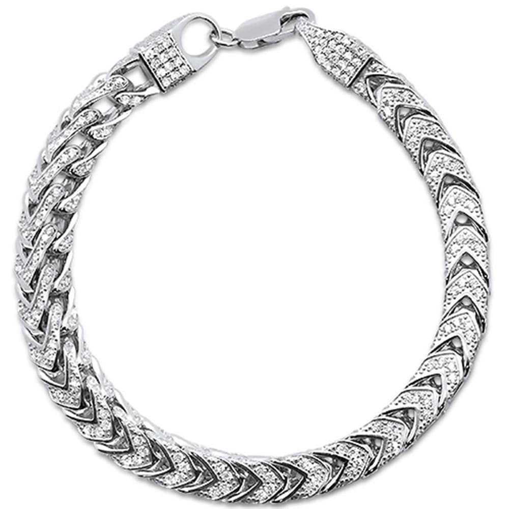 Men's Franco Cubic Zirconia Sterling Silver Bracelet 8.5 3 Colors Available!、mySite、g9winljtr