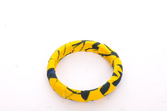 Yellow Blue African Print Ankara Bangle-DPBG3010C、mySite、solidvoid