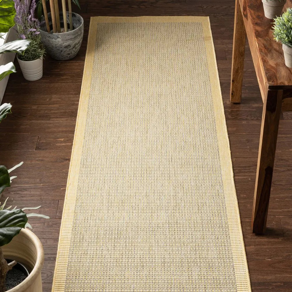 Odin Solid & Striped Border Indoor Outdoor Yellow Flatweave Rug、mySite、gigharbornorthrealestate
