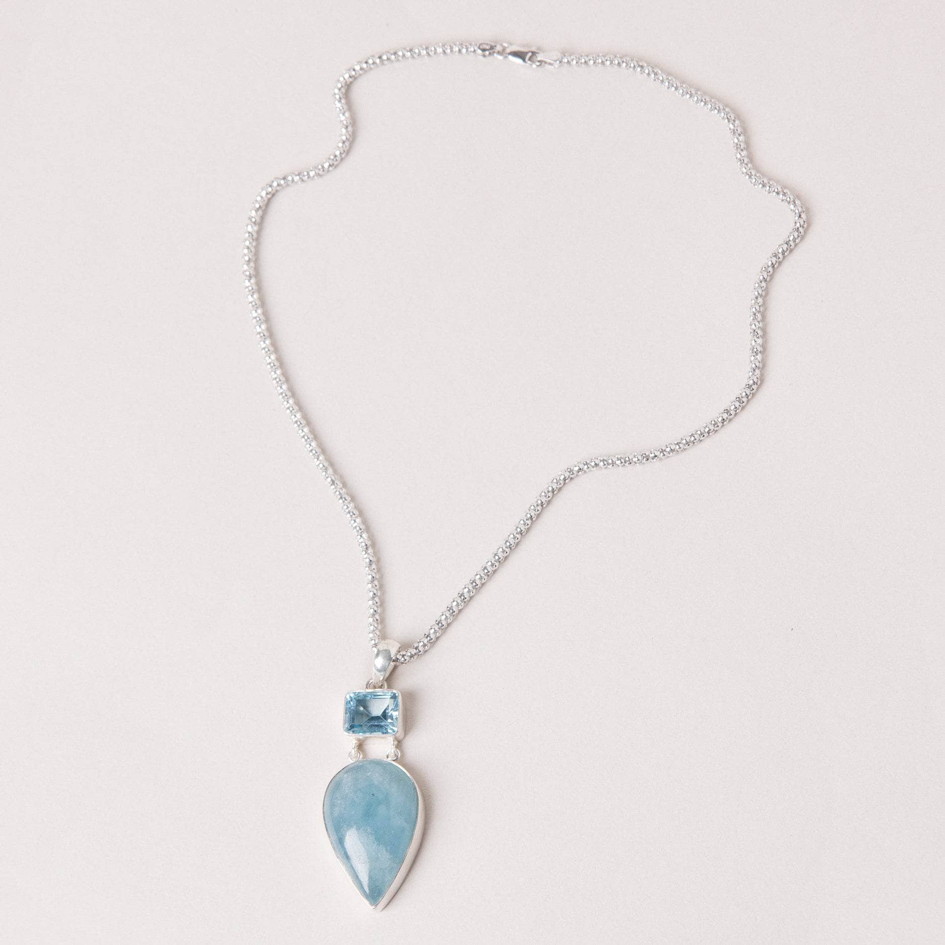 Aquamarine & Blue Topaz Pendant Necklace、mySite、hinf8tx79