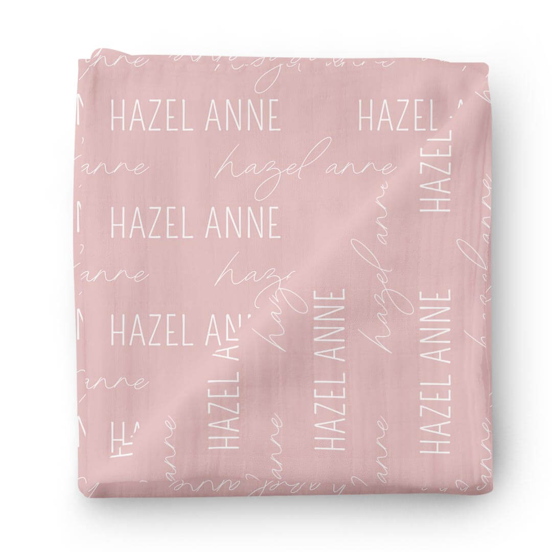  Personalized Solid Light Rose Baby Name Swaddle Blanket - Block & Script、mySite、layawaytickets