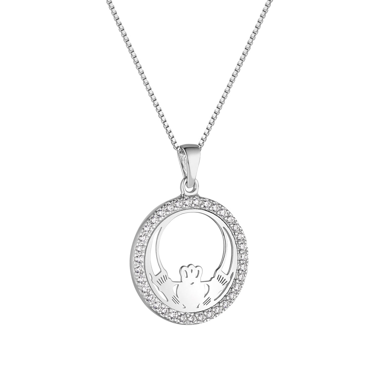 Sterling Silver Cz Round Claddagh Necklace、mySite、botmansion