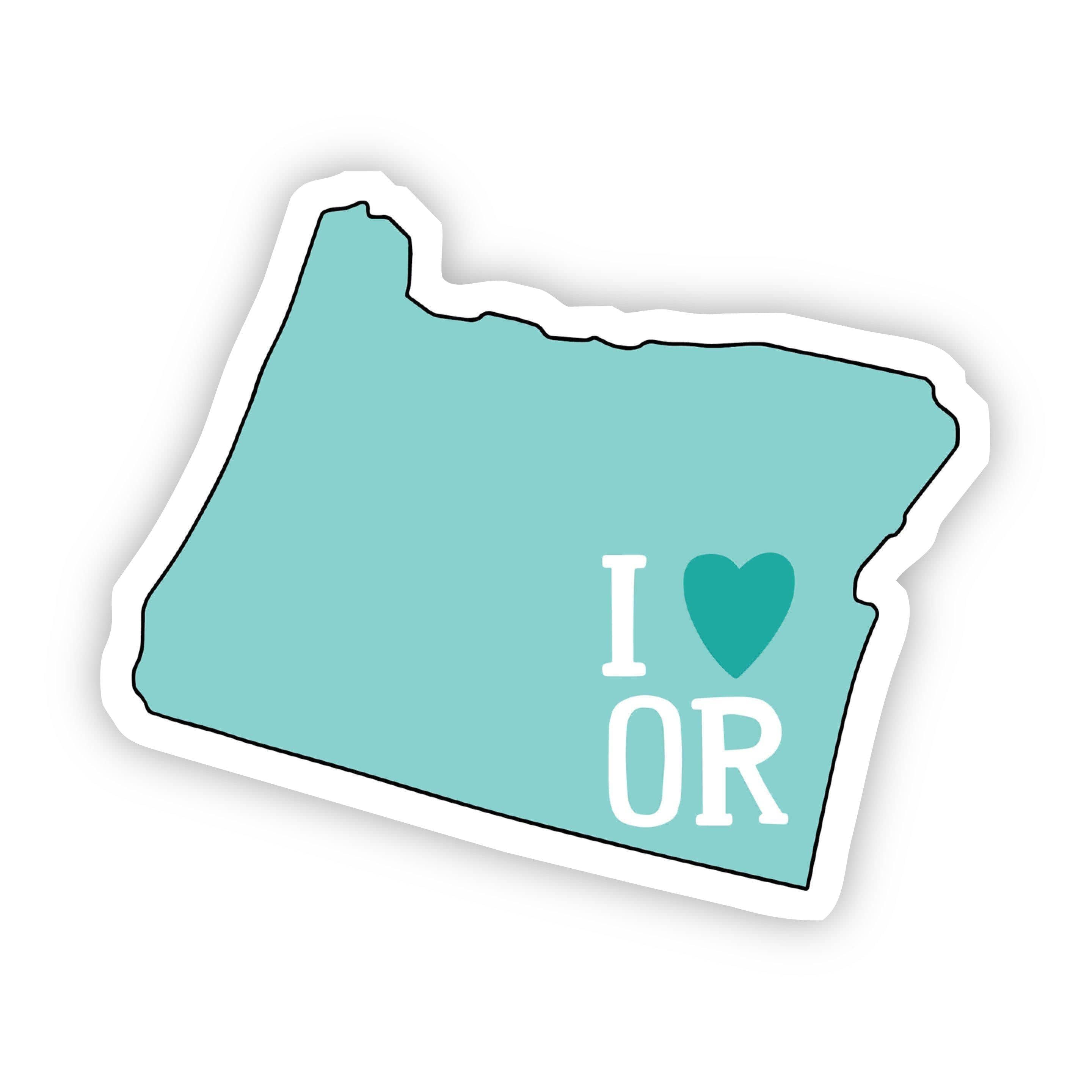  I Love Oregon Teal Sticker、mySite、elrpsem3k