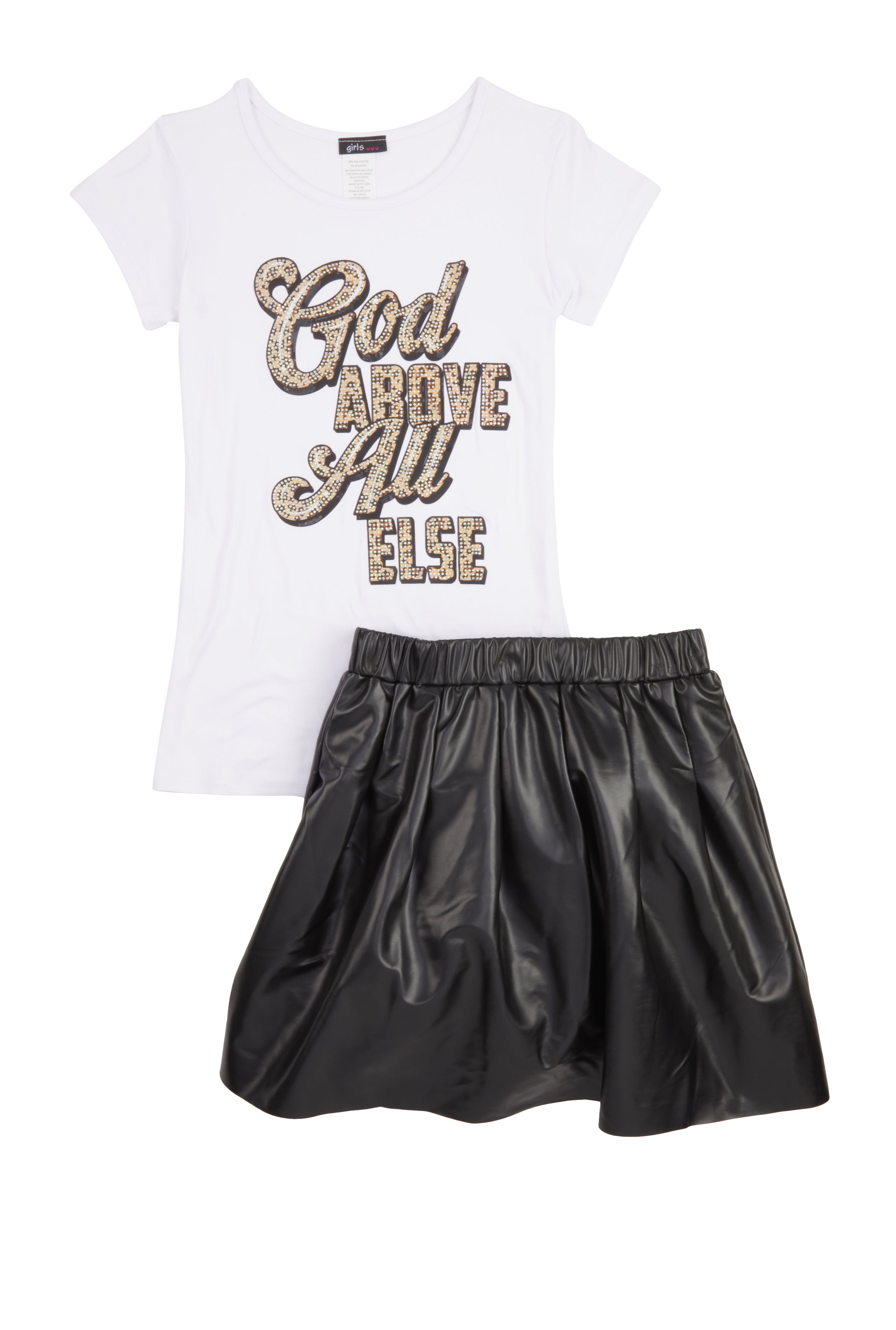 Girls God Above All Else Tee and Pleated Skirt、mySite、camillekostekn