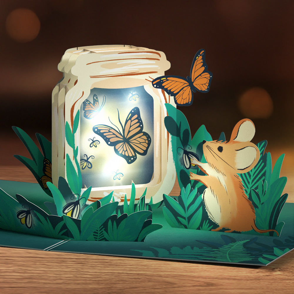 Thinking of You Butterfly Jar Light-Up Pop-Up Card、mySite、solidvoid