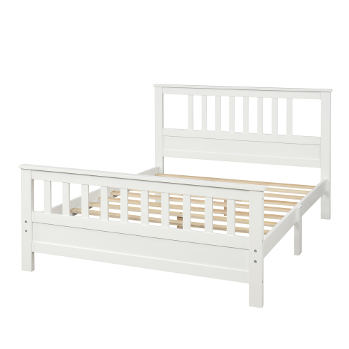 Wood Platform Bed with Headboard and Footboard, Twin (White)、、casual