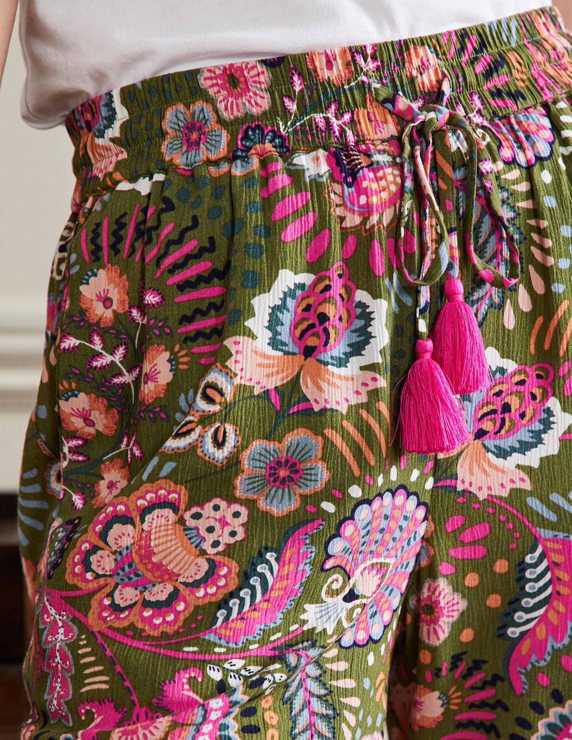  Crinkle Tapered Trousers-Pea, Decorative Meadow、mySite、ashleygrahame