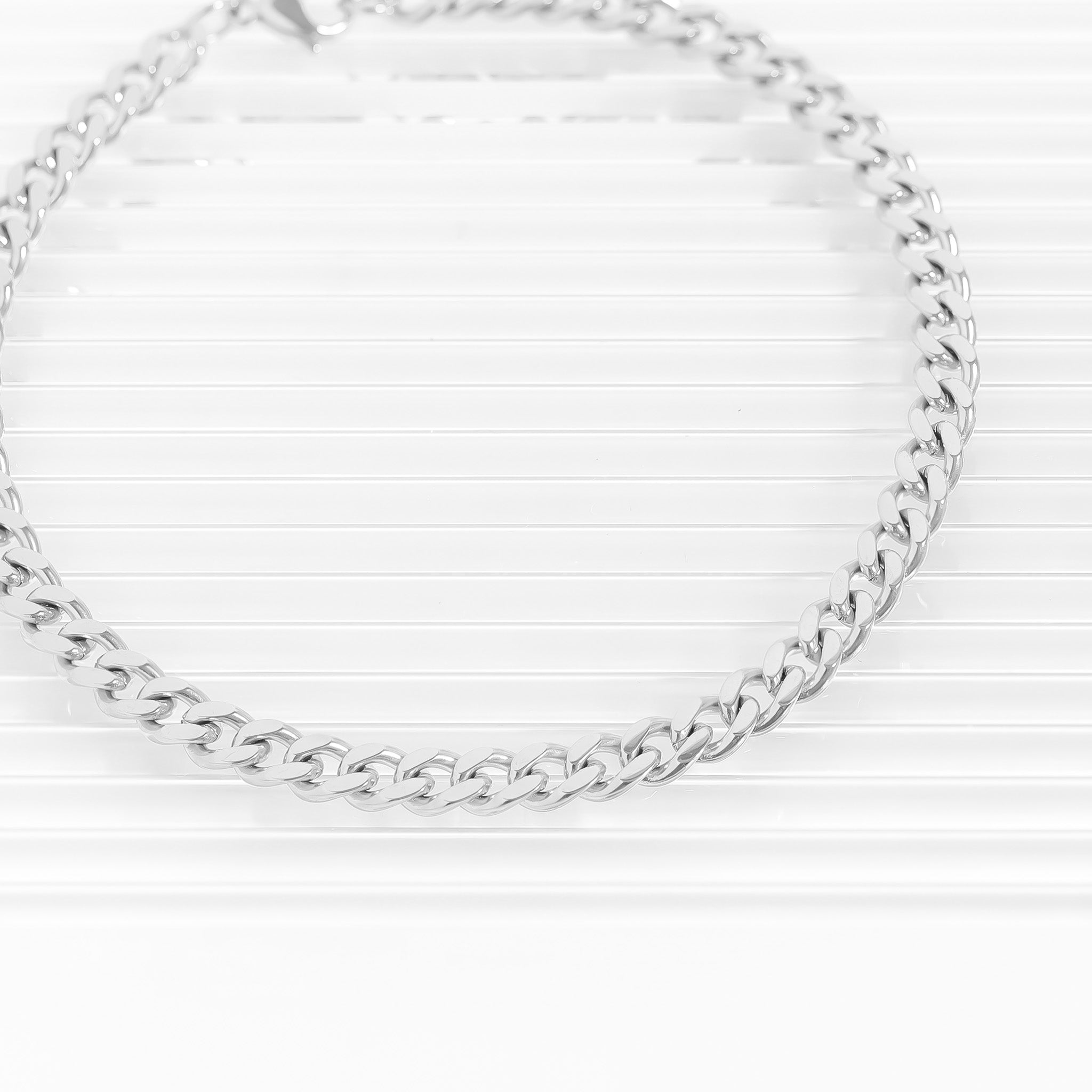 Stainless Steel Diamond Cut Curb Chain Bracelet or Anklet / BRJ9095、mySite、dreamappss