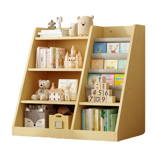 Wooden Toy Storage Organizer Cabinet Natural/ Wood Kids Bookshelf Children Bookcase Toddler Baby Sling Book Rack Shelf for Playroom Bedroom Nursery Hallway School Kindergarten Living room、、casual