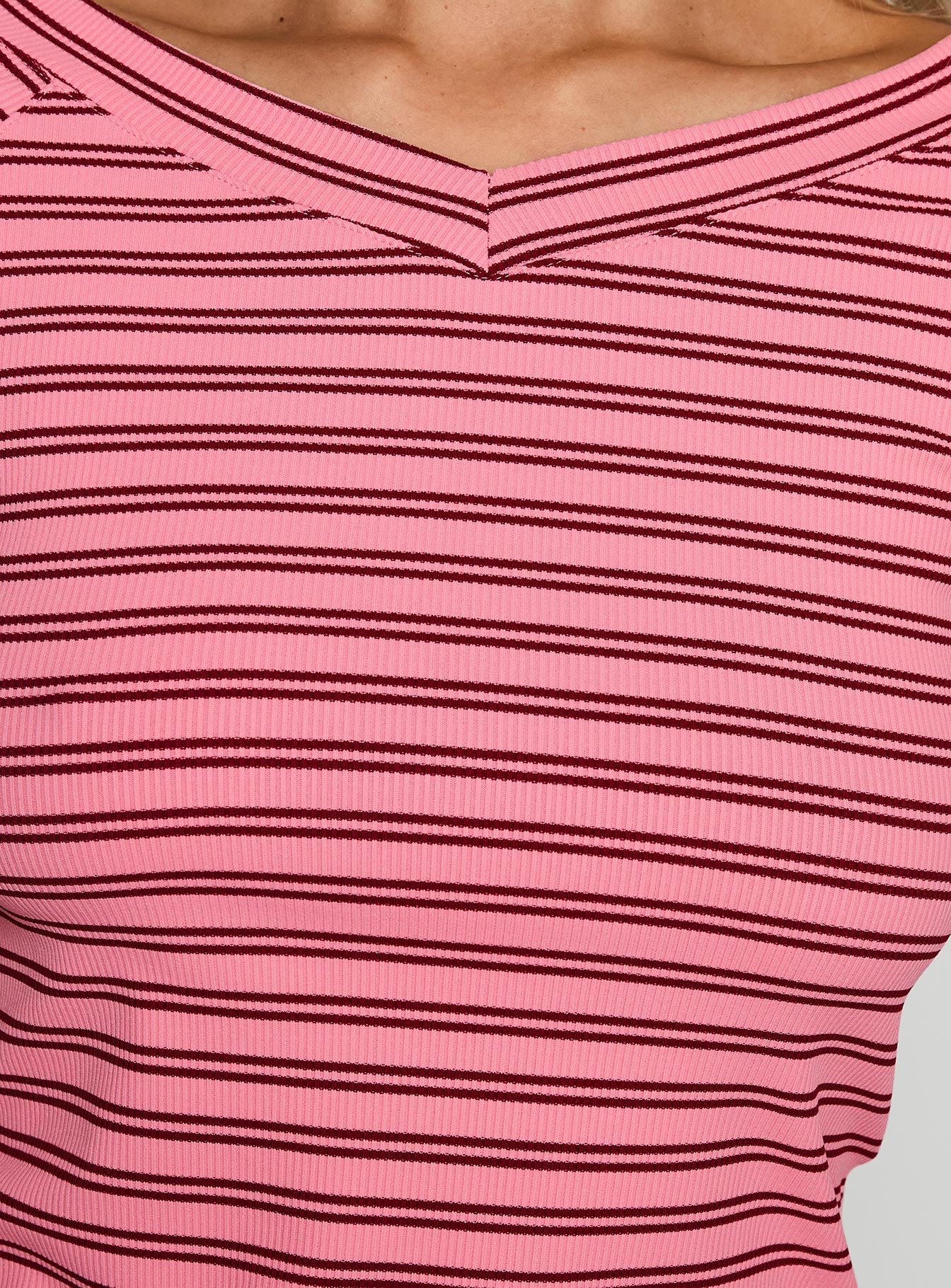 Both Still Young V Neck Top Red、mySite、solidvoid