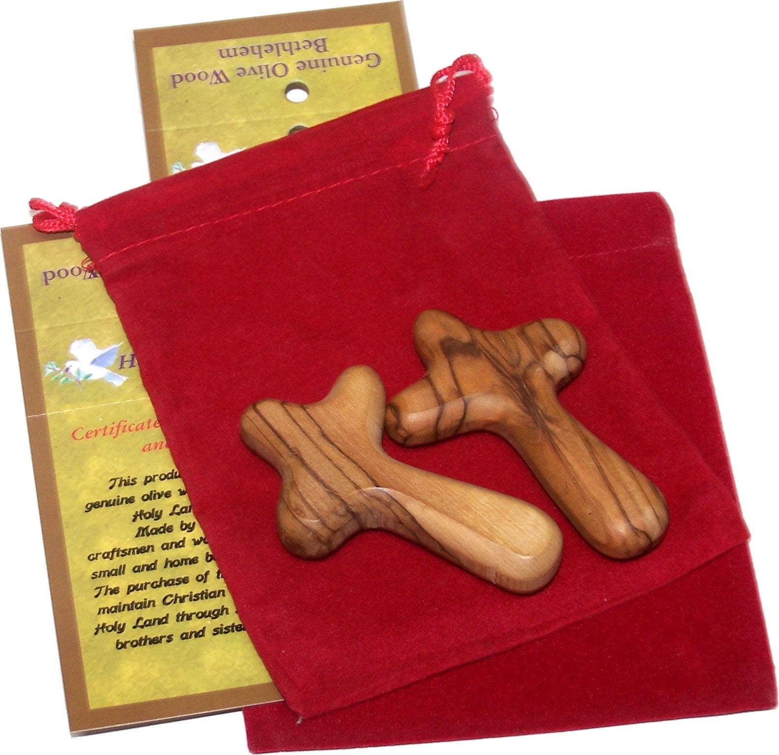  Small Olive Wood Pocket Comfort Holding Cross Package with Velvet Bag & Lord's Prayer Card - The Holding or Hand Cross (2 inches)、mySite、elrpsem3k