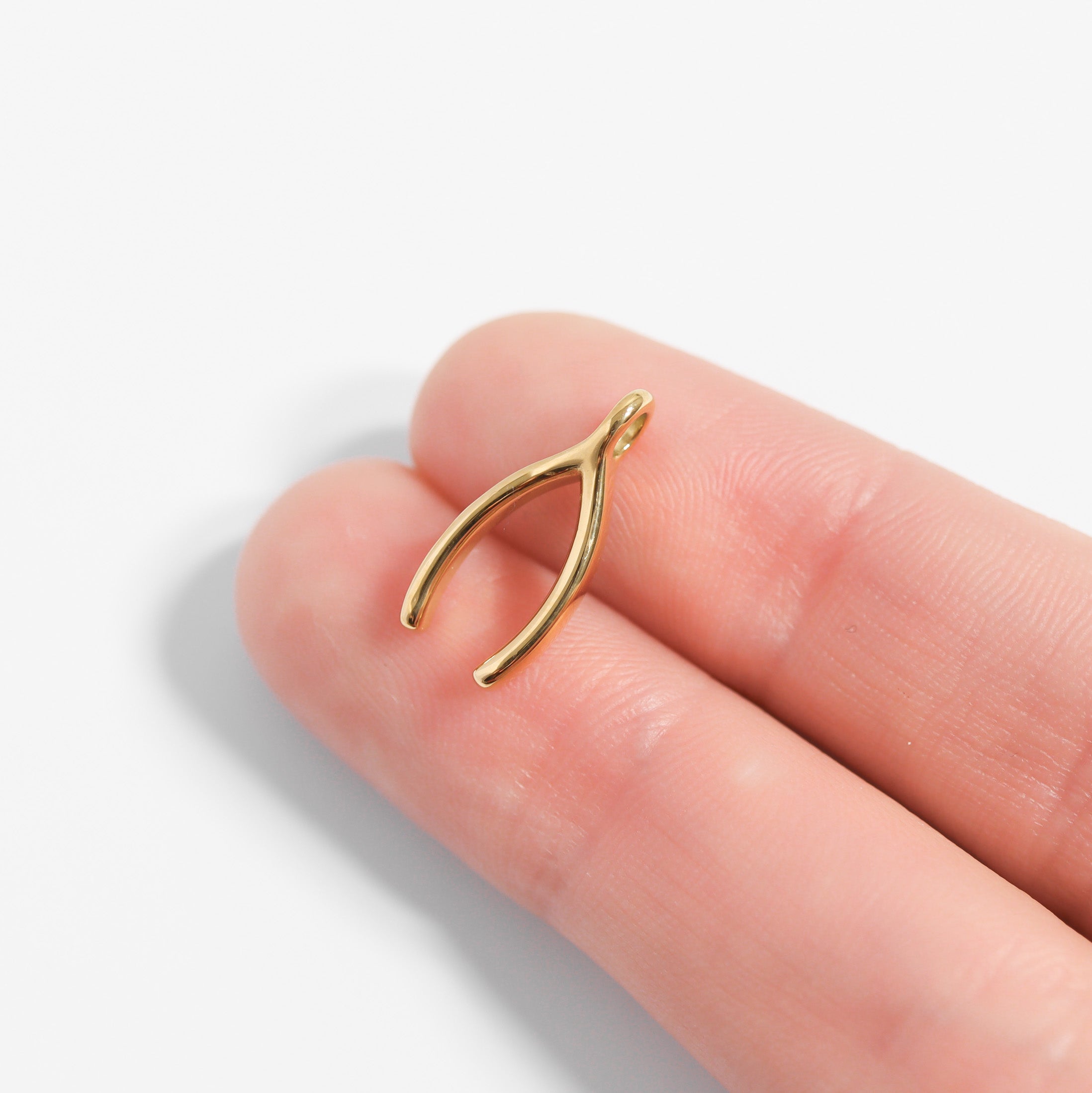 18K Gold PVD Stainless Steel Wishbone Charm / PDL0183、mySite、dreamappss