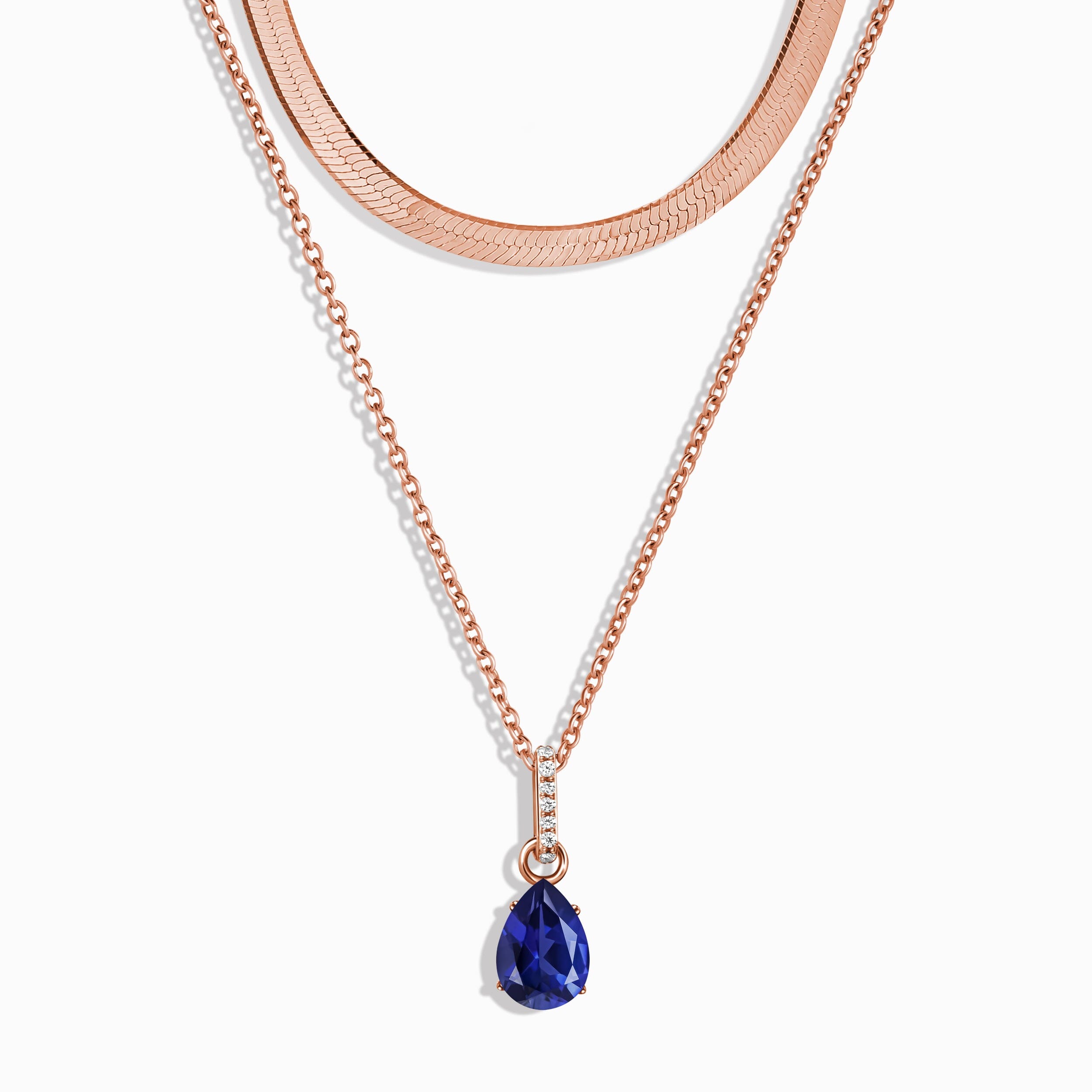 Blue Sapphire Birthstone Sway Necklace & Herringbone Chain、mySite、hinf8tx79