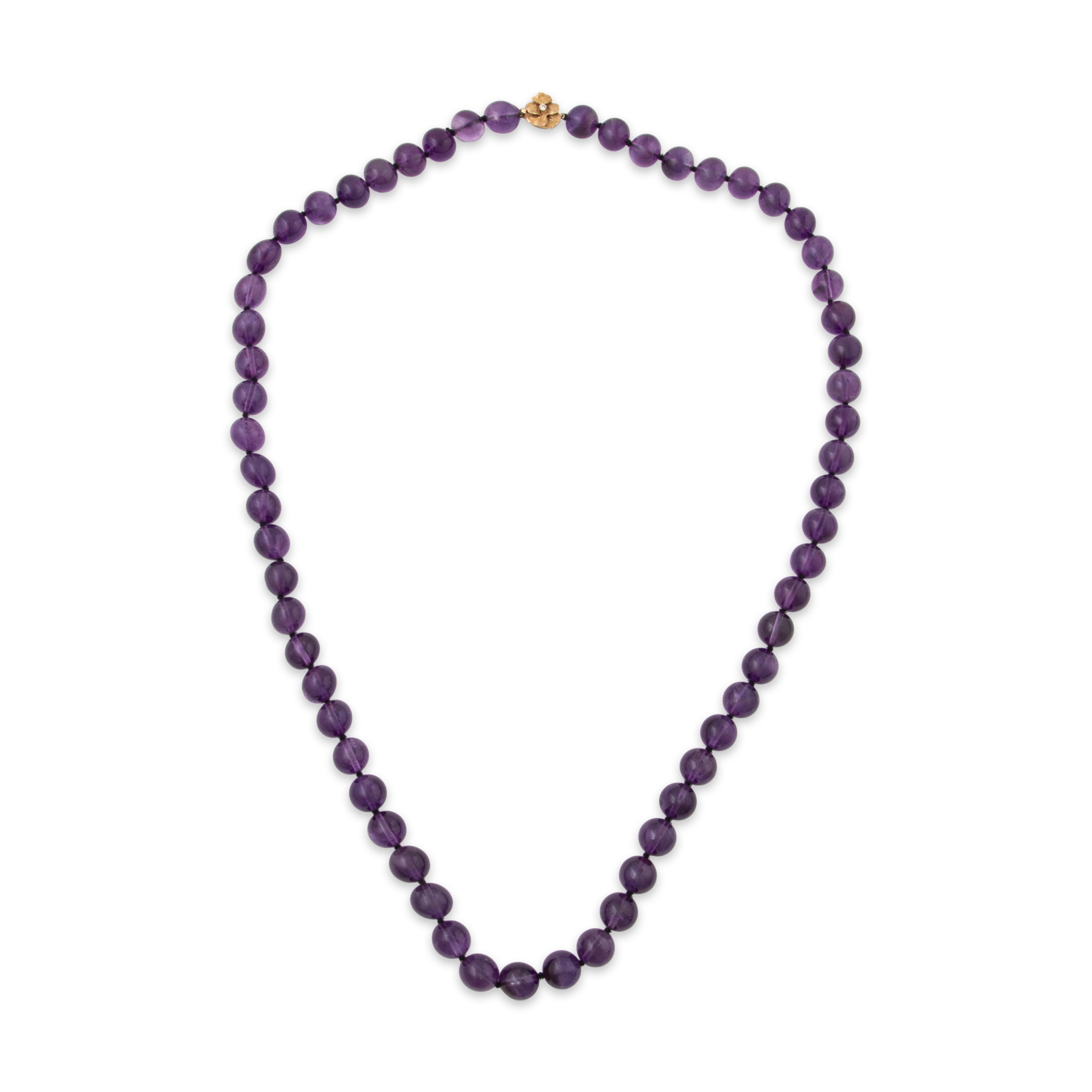 Vintage 14k Yellow Gold Amethyst Diamond Flower Clasp Long Necklace 32、mySite、hinf8tx79