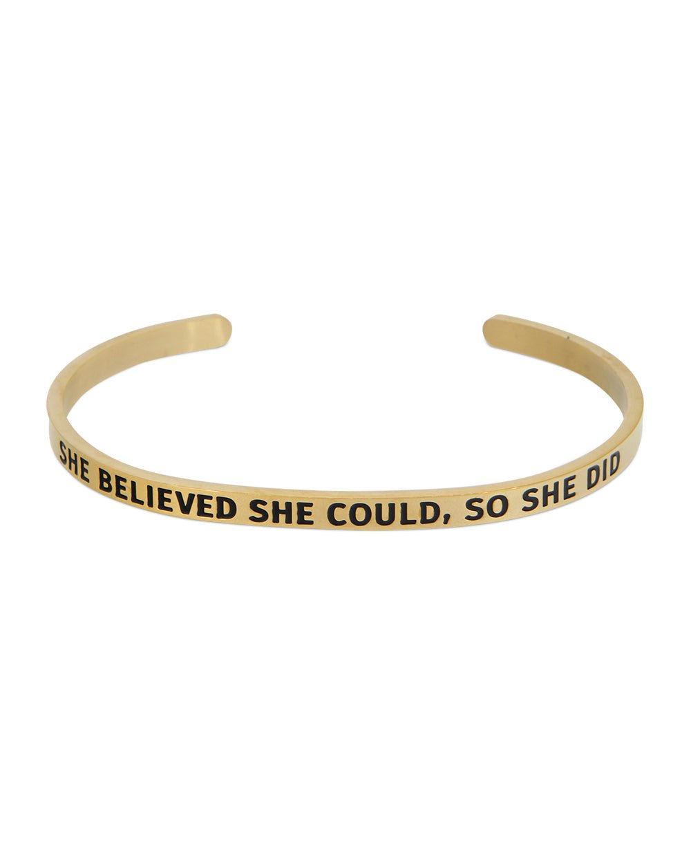 She Believed She Could So She Did, Inspirational Cuff Bracelet、mySite、topwebapps