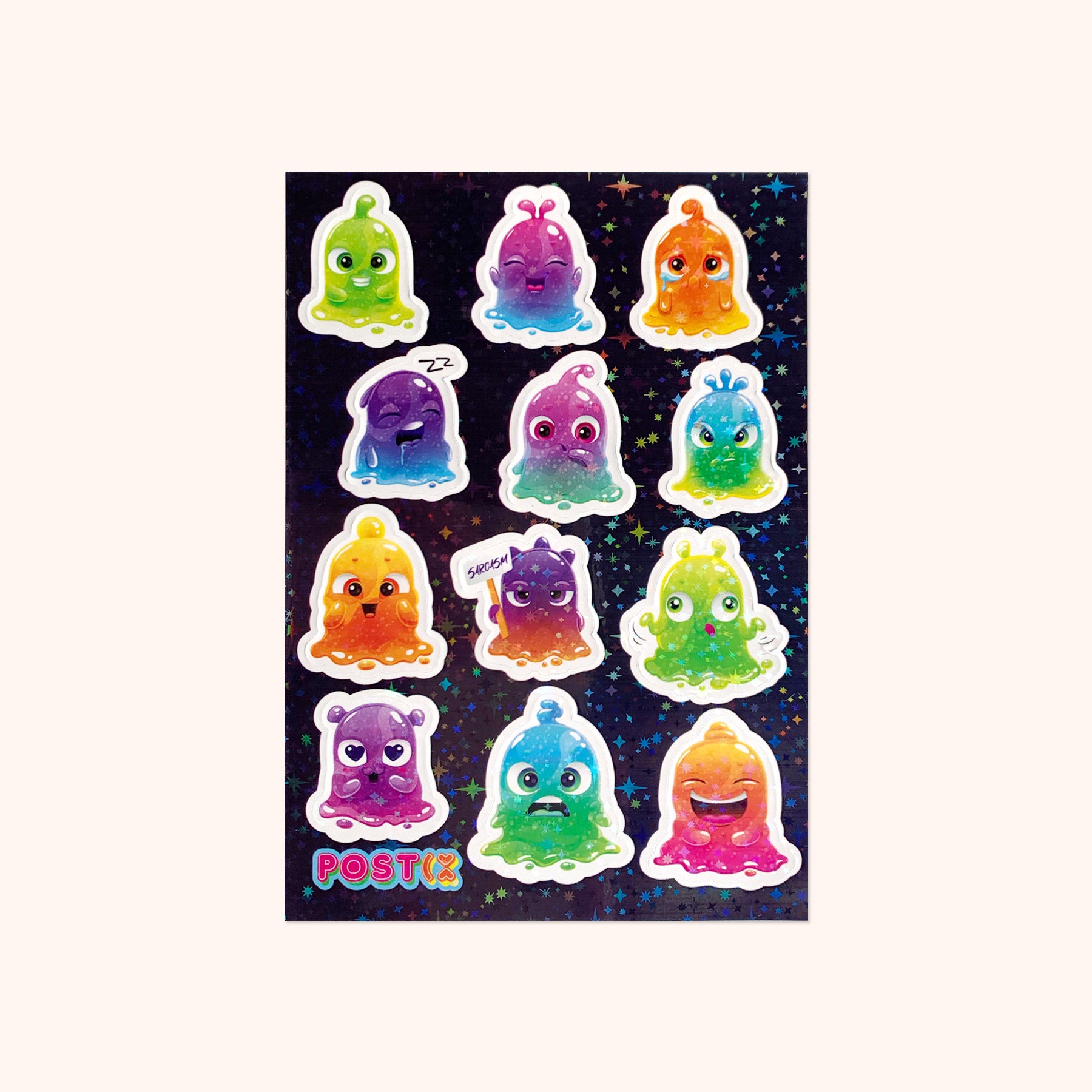  Rainbow Slime Monster Moods Hologram Sticker Sheet、mySite、ghnorth
